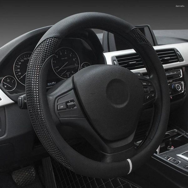 Capas de volante de couro de microfibra capa de carro se encaixa 37cm 38cm estilo universal acessórios de automóvel preto branco azul