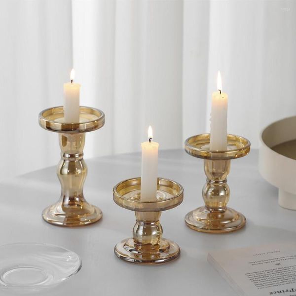 Titulares de velas Ins vidro Candlestick Decoração Acessórios de decoração Mariage Table et salle titular transparente peças centrais