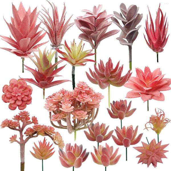 Flores decorativas 20 PCS Plantas suculentas artificiais imobilizadas variedade falsa em tipo diferente do tipo para decoração de casa, jardim interno