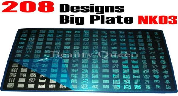 Mais novo 208 designs xxl placa de estampagem grande francesa placa de imagem de unha completa estêncil modelo de metal n36588140