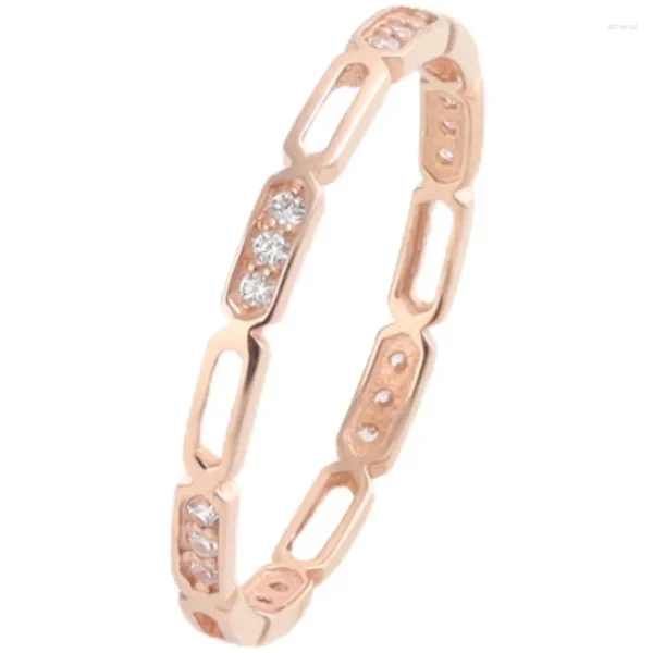 Кольца кластера, 1 шт., кольцо из чистого 18-каратного розового золота для женщин, с бриллиантом и цирконием, твердый американский размер 5-8, ювелирные изделия Au750