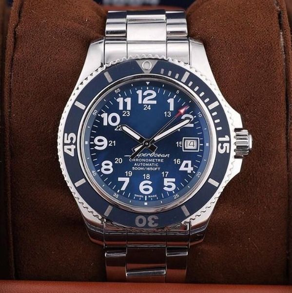 U1 Top AAA Brietling Super Ocean Mechanical Watch Mens Men's Fashion Blue Diam