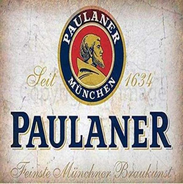 Sinais de estanho vintage paulaner cerveja alemanha vintage pub bar decoração de parede sinal de metal casa bar garagem decoração sinal 8x1 2 Polegada9653944