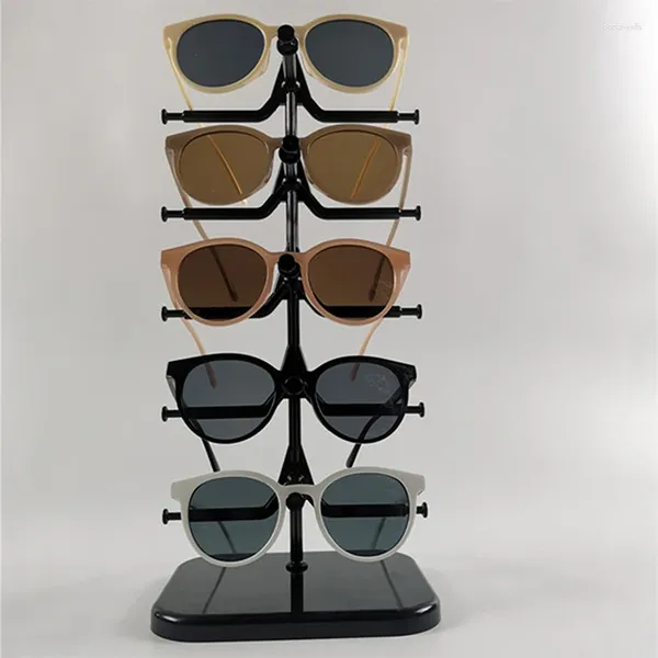 Ganchos única linha 5 pares de balcão óculos expositor para óculos de sol adereços pisos de armazenamento