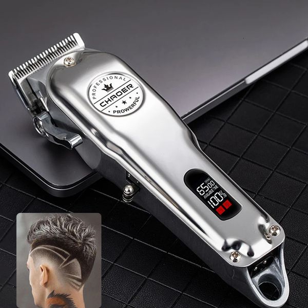 Aparador de cabelo todo em metal máquina aparador de barba cortador de barba barbeador elétrico para homens cortador profissional de alta potência para cabeleireiro barbeiro 231101