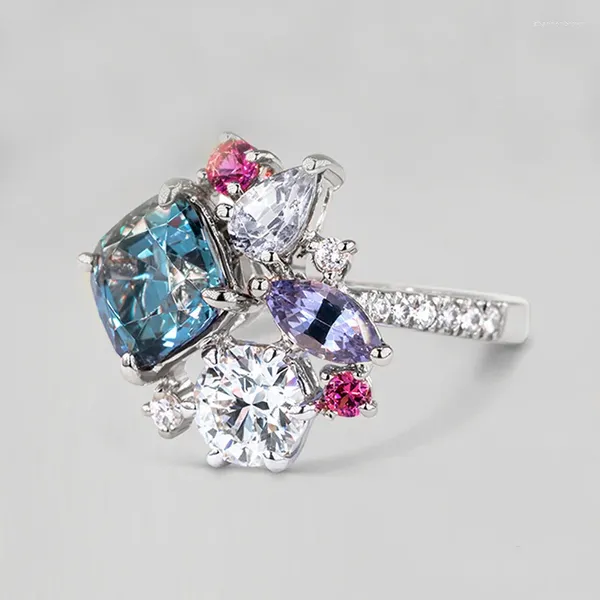 Anéis de casamento Caoshi nobre senhora anel de festa com zircônia brilhante lindo design delicado acessórios de dedo para mulheres jóias estéticas