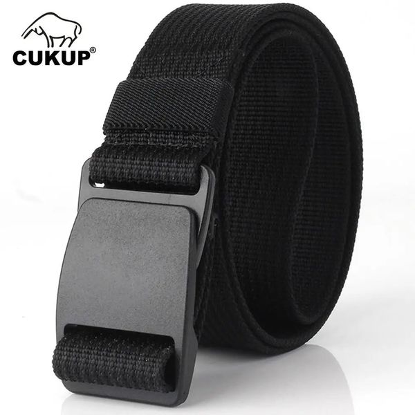 Cintos CUKUP Anti Alergia Cintura sem Metal Segurança Nylon Espessamento Ao Ar Livre Fivela De Plástico Masculino Cinto Casual 38cm CBCK073 231101