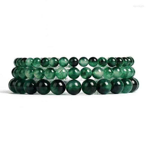 Strand Natural Royal Green Agate Bracciale per le donne 6/8 / 10mm Crystal Mica Stone Reiki Energy Men Yoga Healing Quartzs Jewelry