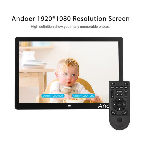 Digitalkameras Andoer 17-Zoll-LED-PO-Rahmen 19201080 Elektronischer Bild-MP3-MP4-Video-Player Uhrkalender mit Fernbedienung 231101