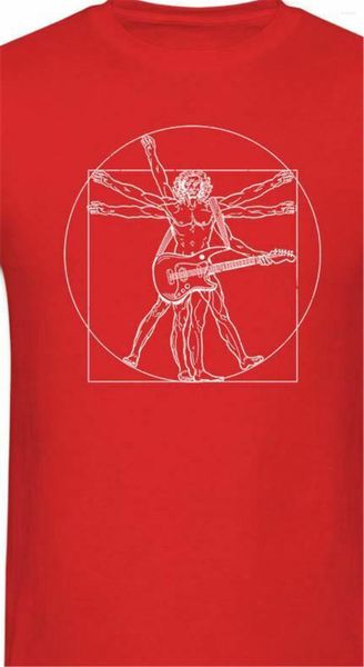 Erkekler tişörtleri da vinci gitar vitruvian harika tee gitarist t-shirt s-3xl komik tasarım gömlek