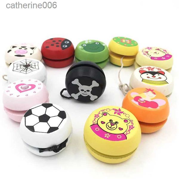 Yoyo crianças yoyo bola bonito animal imprime brinquedos yoyo de madeira joaninha brinquedos crianças yo-yo criativo yo brinquedos para crianças g0149l231102