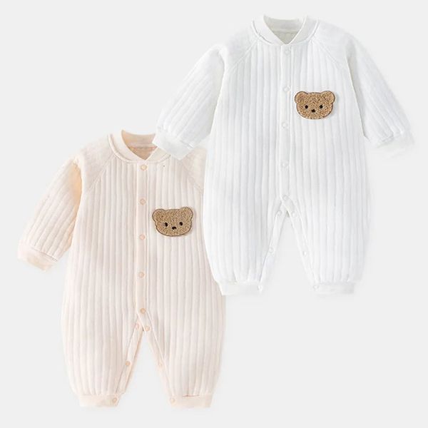 Strampler geboren Strampler Baumwolle Bär Hase Cartoon Baby Mädchen Overall Herbst Winter Kleinkind Outfit Kleinkind Onesie Kinder Jungen Kleidung 231101