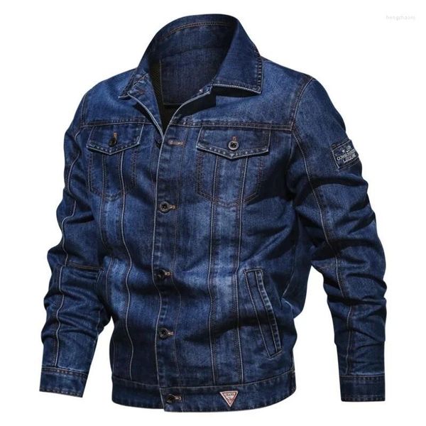 Jaquetas masculinas jaqueta homens casual denim multi-bolso e casaco motociclista motocicleta windbreaker jeans casaco masculino tamanho 6xl