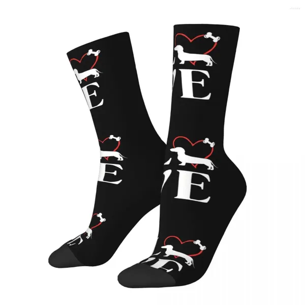 Herrensocken Happy Funny Love Dogs Retro Harajuku Dackel Wurst Hund Hip Hop Neuheit Casual Crew Crazy Sock Geschenk bedruckt