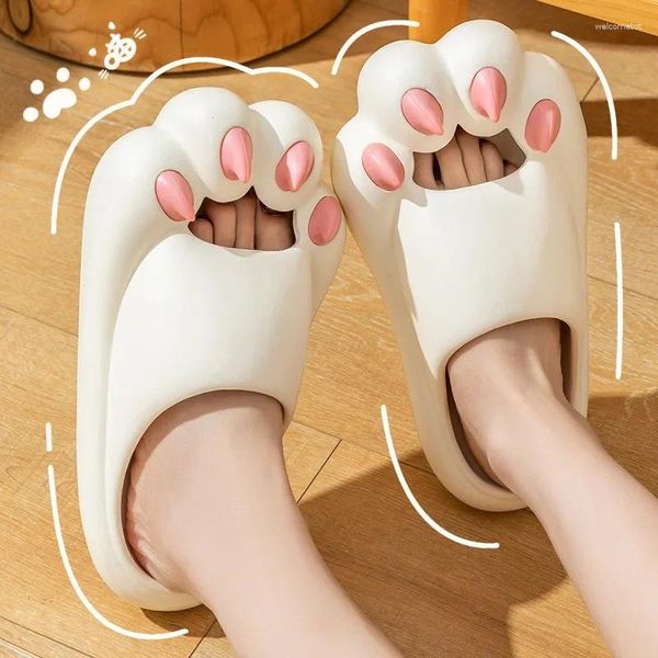 Hausschuhe Frauen Niedliche Klaue Form Rutschen Weiblich Männlich Strand Flip-Flops Mädchen Kawaii Indoor Badezimmer Rutschfeste Plattform Cloud Slipper