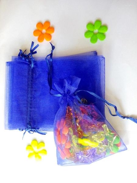 Bolsas de joias 5000 peças 10/15cm azul real organza saco de presente embalagem sacos de exibição bolsa de cordão para pulseiras/colar mini fio