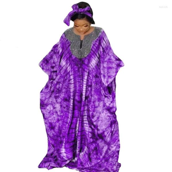 Abbigliamento etnico Abiti africani per le donne Musulmane Abito lungo lungo Moda Africa Donna Morbida lucente e sciarpa