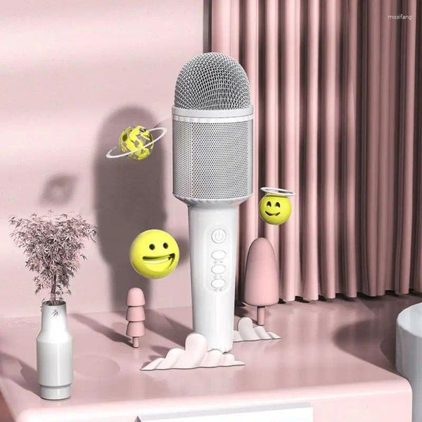 Microfoni Microfono karaoke wireless Altoparlante portatile portatile compatibile con Bluetooth Lettore KTV domestico con luci danzanti per bambini