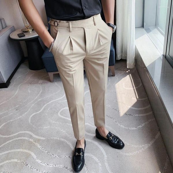 Abiti da uomo Pantaloni da completo di alta qualità Abito da lavoro britannico Pantaloni da sposa casual da ufficio Nero Grigio Streetwear Costume Homme