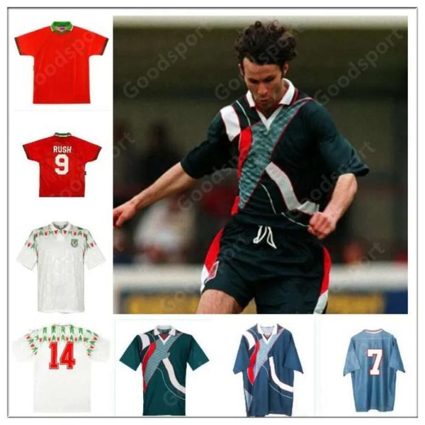 Qqq8 Maglia da calcio retrò Wales Giggs 95 96 Hughes Saunders Rush Boden Speed Meille Hartson Maglia da calcio classica vintage a buon mercato