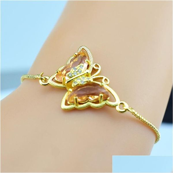 Catena a maglia 2021 coreano ossido cubico cristallo farfalla oro braccialetto regolabile gioielli da donna regalo da uomo squisito Dhgarden Dhahv