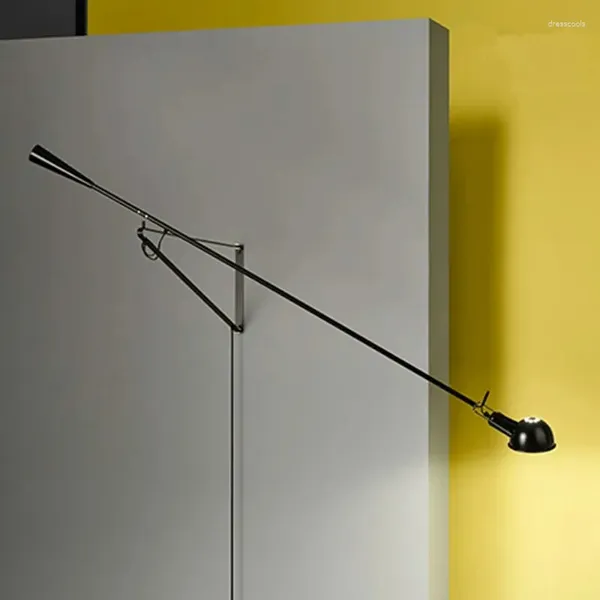 Wandleuchte Rizzatto, dekorative Plug-in-Art-Deco-Wandleuchter, langer verstellbarer Schwingarm, weiß, schwarz, Schlafzimmer-Nachttischbeleuchtung, E27