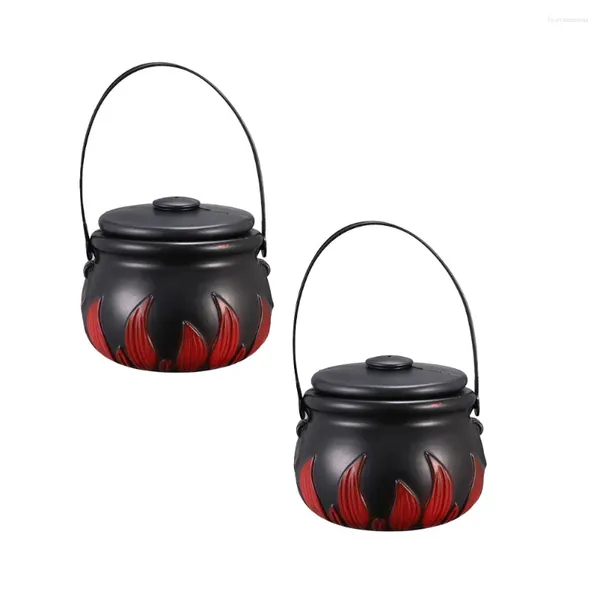 Pratos mini chaleira de água halloween balde de doces decoração armazenamento jar recipiente suprimentos bruxa criança