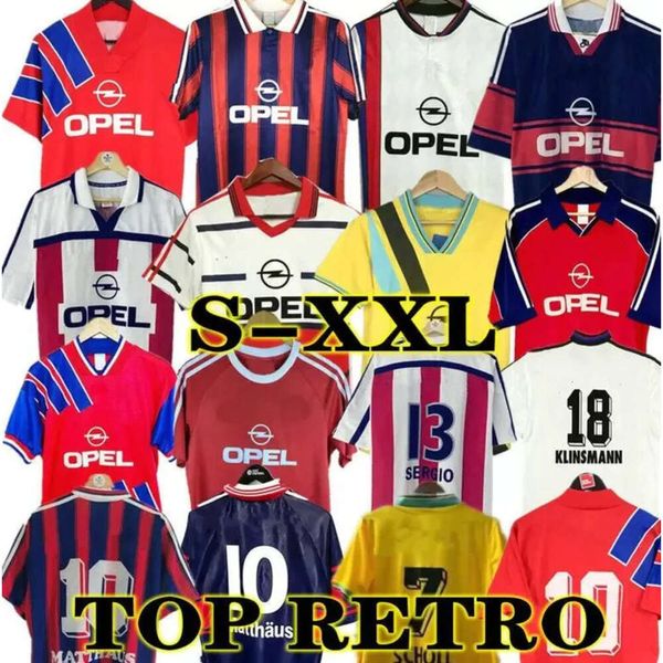 QQQ8 Klinsmann 98 99 Retro Futbol Forması Matthaus Classic 00 01 02 Santa Cruz Daei Papin Elber Zickle Scholl N Futbol Gömlekleri Vintagemunich