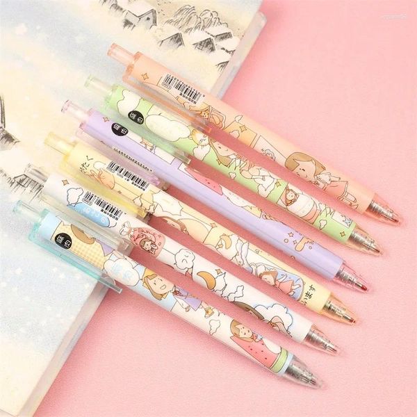 3/5/10PCS Cartoon Black Press Type Signature Writing Kawaii Gel Pens Students Learn Neutral Pen Caneta School Supplies