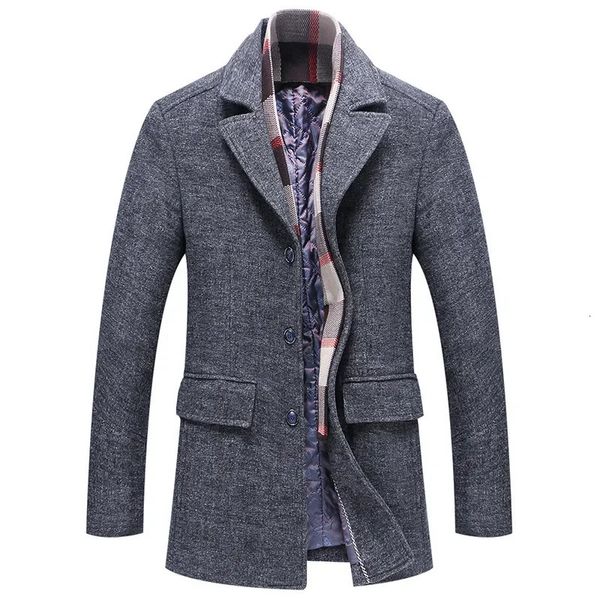 Misturas de lã masculina inverno lã negócios casual cashmere trench coats homem sobretudos qualidade masculino jaquetas longas 5x 231102