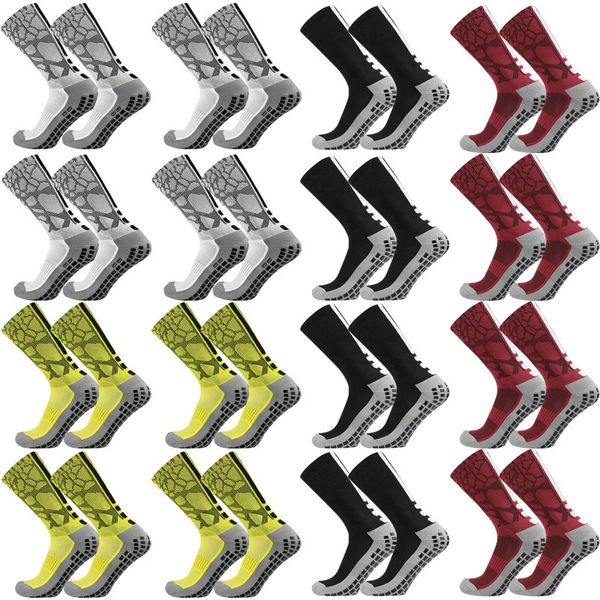 Sportsocken 4 Paar Medium Tube Training Rutschfeste Silikon-Fußballsocken Wabenmuster Outdoor-Sportarten Atmungsaktive Fußballsocken 231102