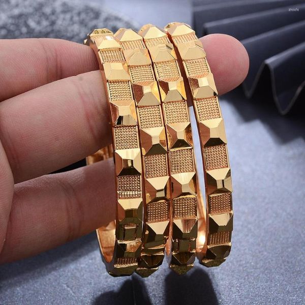 Armband 24 Karat 4 Teile/los Dubai Goldfarben-Armbänder für Frauen-Mädchen-Würfel-Hochzeit äthiopisches Armband-Schmucksache-Frau-Geschenk