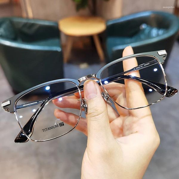 Montature per occhiali da sole JIANDAN Occhiali per sopracciglia neri ultraleggeri in oro Versatile Retro Big Face Miopia con prescrizione in titanio Accetta