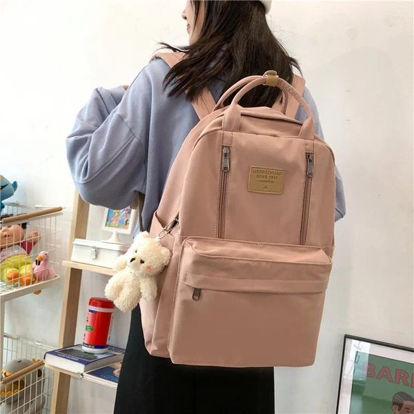 Mochila feminina bolsa de lona estudante livro de viagem senhoras kawaii mulheres lazer escola faculdade menina portátil 2023