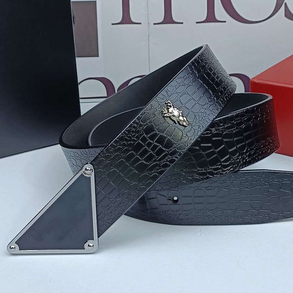 Moda Kemeri Erkekler Tasarımcı Kemer P Harf Üçgen Toka Timsah Deseni Orijinal Deri Kemerler Erkek Kadın İş Elbisesi Kot Belt Bandı Genişliği 3.8cm