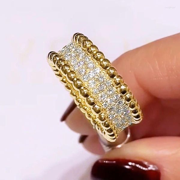 Anelli nuziali CAOSHI Noble Lady Anello da barretta color oro Cerimonia di fidanzamento Gioielli Brillanti Cubic Zirconia Accessori per la festa