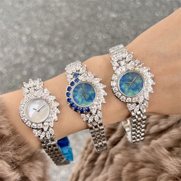 Montre de Luxe Babysbreath Diamantuhr 26 x 7,8 mm Schweizer Quarzwerk Stahlgehäuse Kautschukarmband Damenuhren Armbanduhren