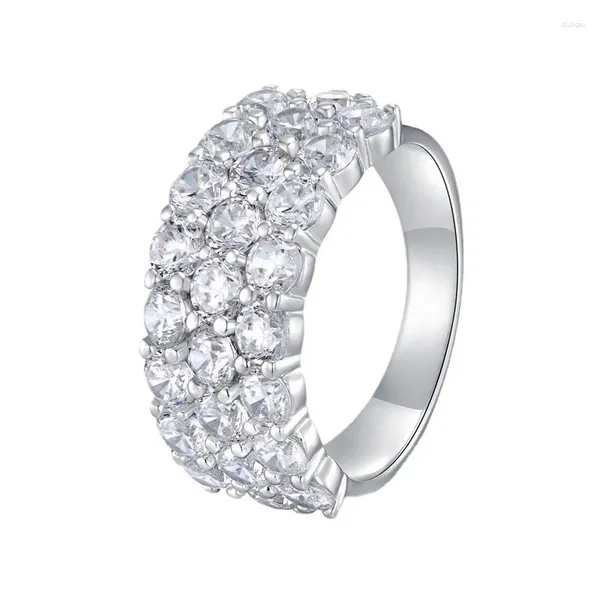 Cluster-Ringe: 925er-Sterlingsilber mit hohem Kohlenstoffgehalt, Diamant-Edelstein, Hochzeit, Verlobung, feiner Schmuckring für Frauen im Großhandel