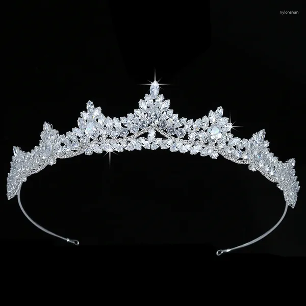 Grampos de cabelo coroa hadiyana moda digna acessórios de casamento feminino zircônia cúbica jóias de luxo bc5534 couronne de mariage