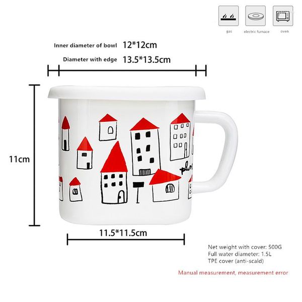Set di stoviglie Il nastro rivestito smaltato di grande capacità riscalda il gas della ciotola di spaghetti istantanei Cottura del dormitorio Fornello a induzione a tazza quadrata