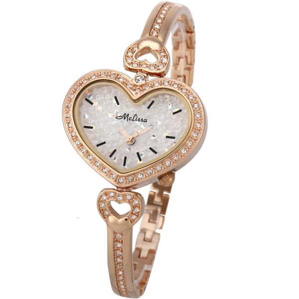 Женские часы Швейцария Люксовый бренд MELISSA Япония Miyota Кварцевые сапфировые женские часы Австрия Кристалл Водонепроницаемые часы в форме сердца F8153 231102