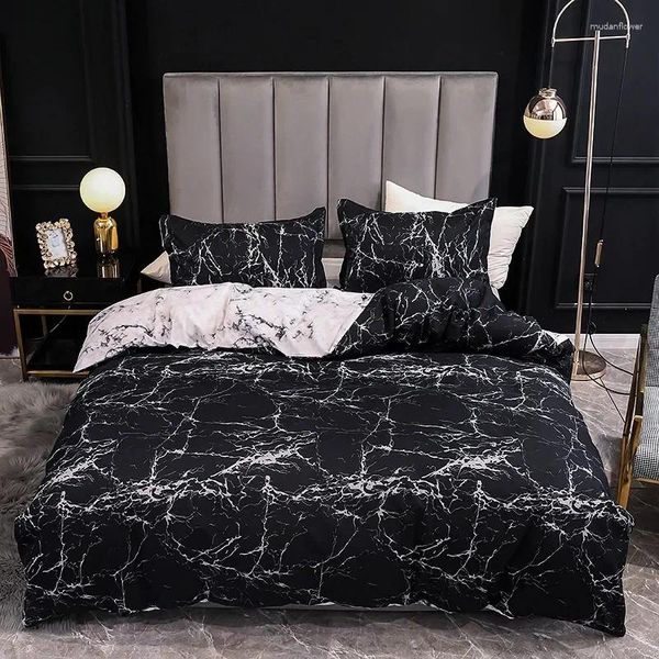 Conjuntos de cama Mármore Preto Down Duvet Oversized Capa Confortável Impresso Cama Dupla 200x220 Sem Conjunto de Folhas