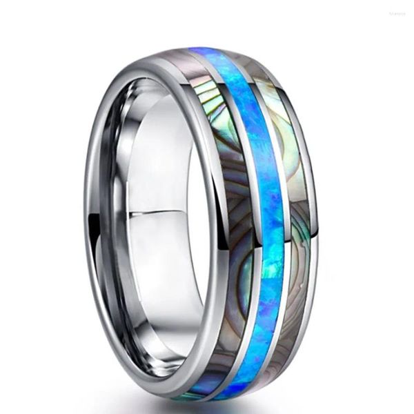 Hochzeit Ringe 2023 8mm Mode Breite Einzigartige Shell Holzmaserung Design Finger Für Männer Zubehör Engagement Party Schmuck