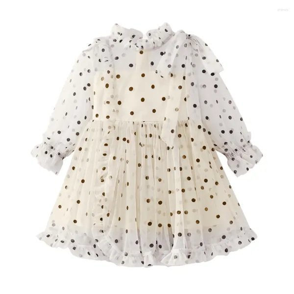 Платья для девочек Baywell, повседневное платье принцессы для маленьких девочек, праздничная пачка в горошек для девочек, детская сетчатая юбка для детей 1-5 лет