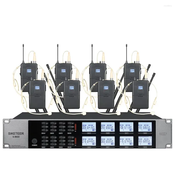 Microfones de 8 canais UHF Wireless Microfone System Headset adequado para atividades ao ar livre na igreja e na escola Microfon