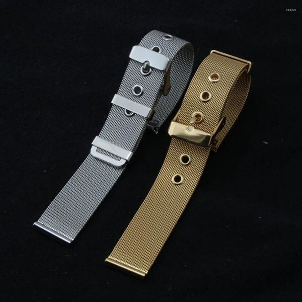 Assista Bandas Ultra Fina Metal Strap Malha Aço Inoxidável Watchband 16mm 18mm 20mm 22mm 24mm Clássico Pin Buckle Straps Duas Peças Criança