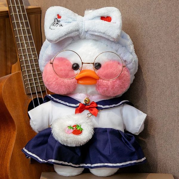 Bonecas de pelúcia 30cm kawaii bonito lalafanfan café pato brinquedo de pelúcia recheado macio kawaii pato boneca animal travesseiro presente de aniversário para crianças crianças 231102