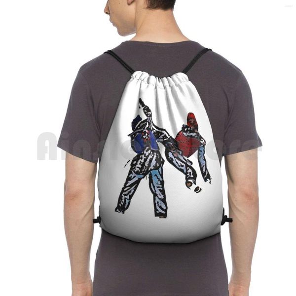 Backpack Taekwondo Fighter Saco de cordas de escalada de escalada Red Blue Muay Thai Martial Arts Tae Kwon