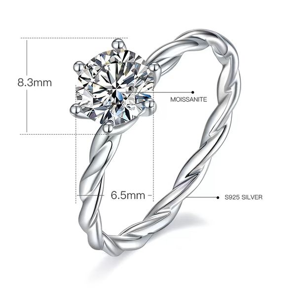 Anel de noivado anel de ouro anel de designer 1ct anéis de moissanite para mulheres anéis de ouro anel de casamento azul moissanite presente de dia dos namorados anel de amor M18A 5A com caixa de presente