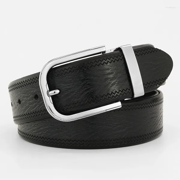 Cintos de luxo clássicos pino fivela de alta qualidade 3.8cm top vaca couro genuíno fantasia vintage jeans jovens homens cintos masculinos